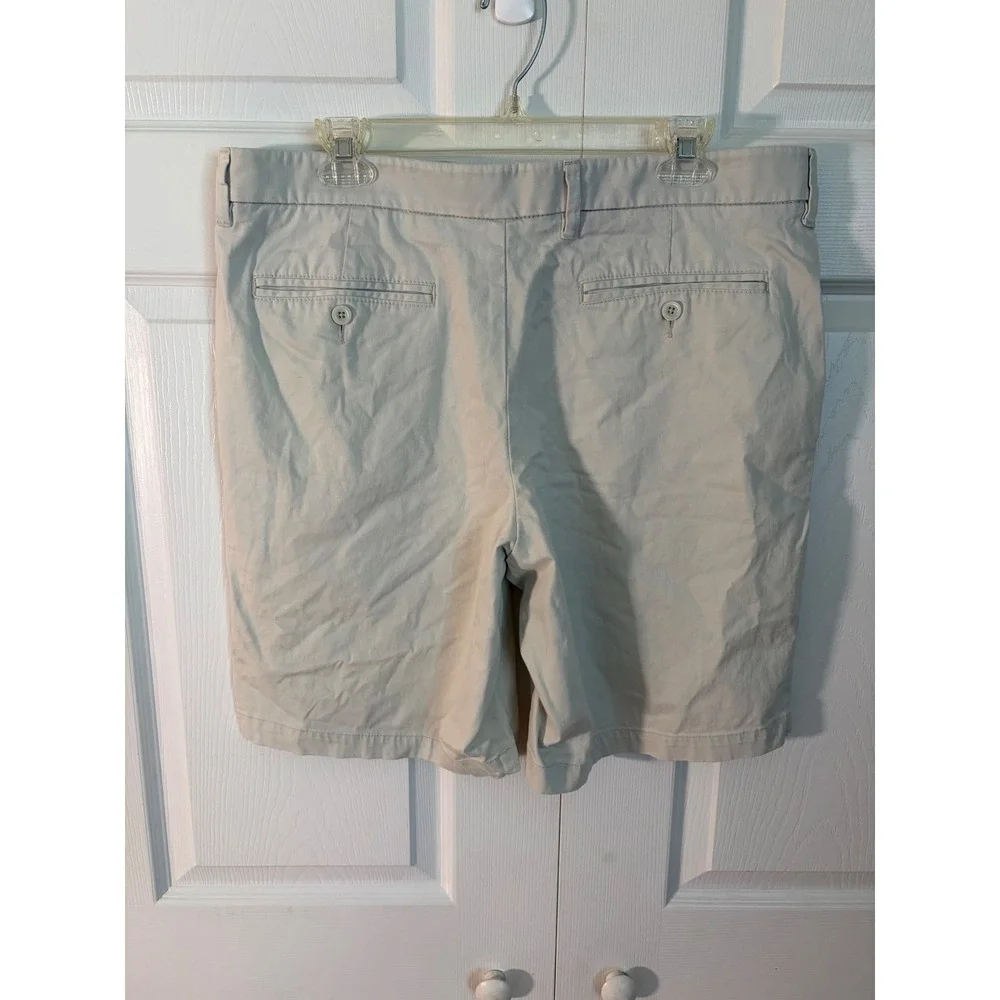 Apt. 9 Mens Chino Shorts Size 36 Stone Beige Stretch Cotton Flat Front Casual